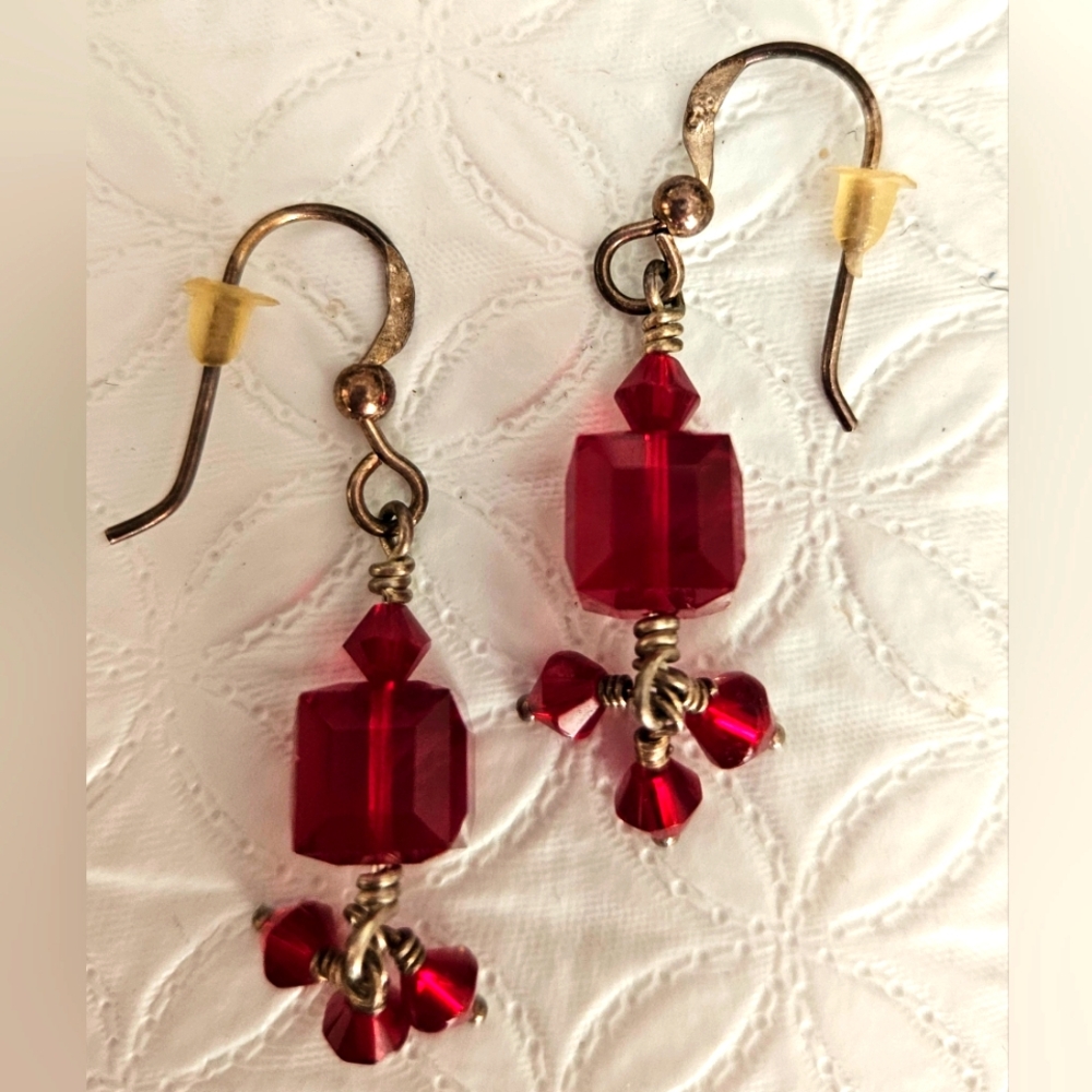 Red crystal earrings